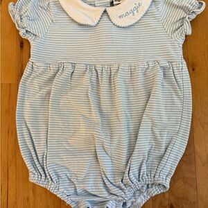 Striped Baby Romper with Embroidered Collar Maggie GUC 2t